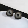 Chanel Dark Silver-Tone Domed CC Stud Earrings - album image 1