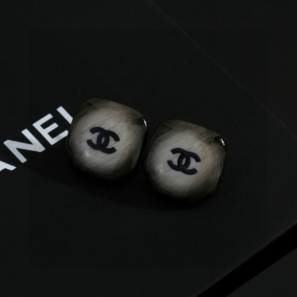 Chanel Dark Silver-Tone Domed CC Stud Earrings - album image 7