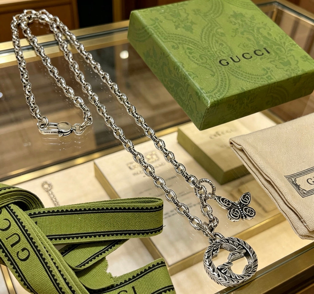 Gucci Anger Forest Interlocking G Antiqued Chain Necklace - album image 2