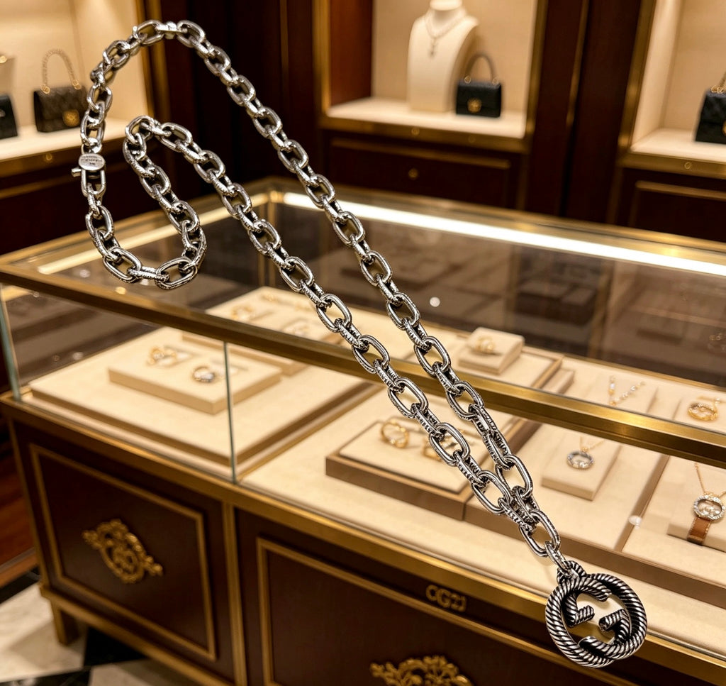 Gucci Anger Forest Interlocking G Antiqued Chain Necklace - album image 7