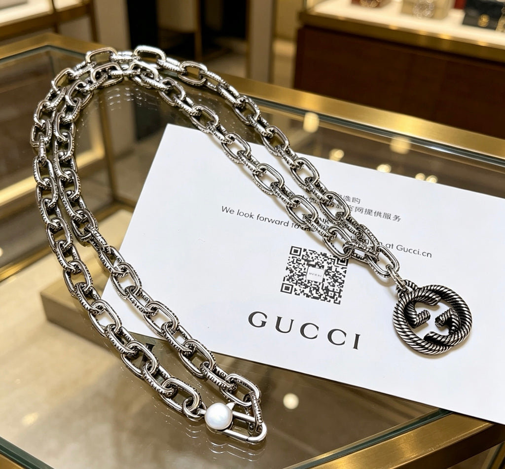 Gucci Anger Forest Interlocking G Antiqued Chain Necklace - album image 5