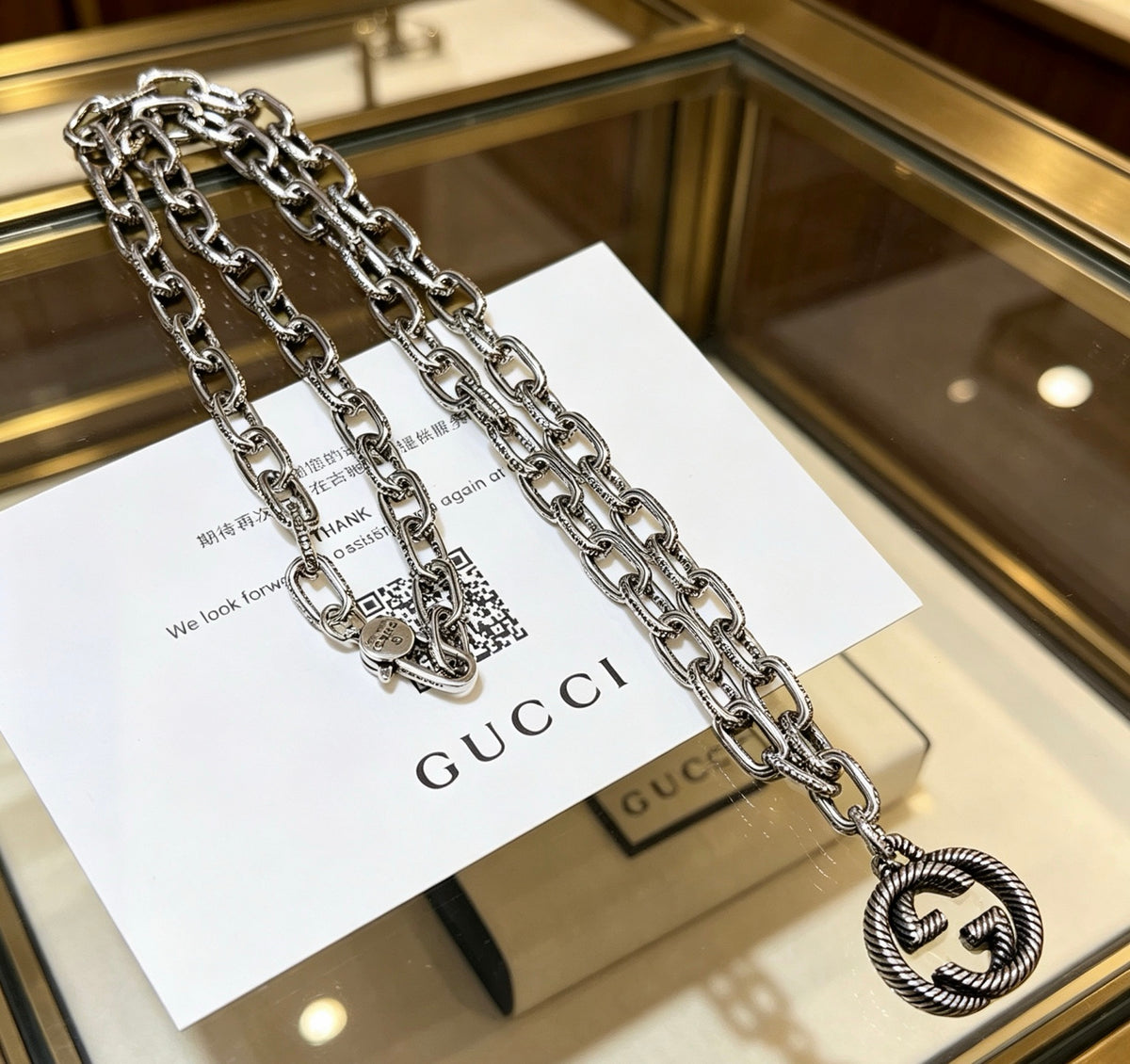 Gucci Anger Forest Interlocking G Antiqued Chain Necklace - album image 8