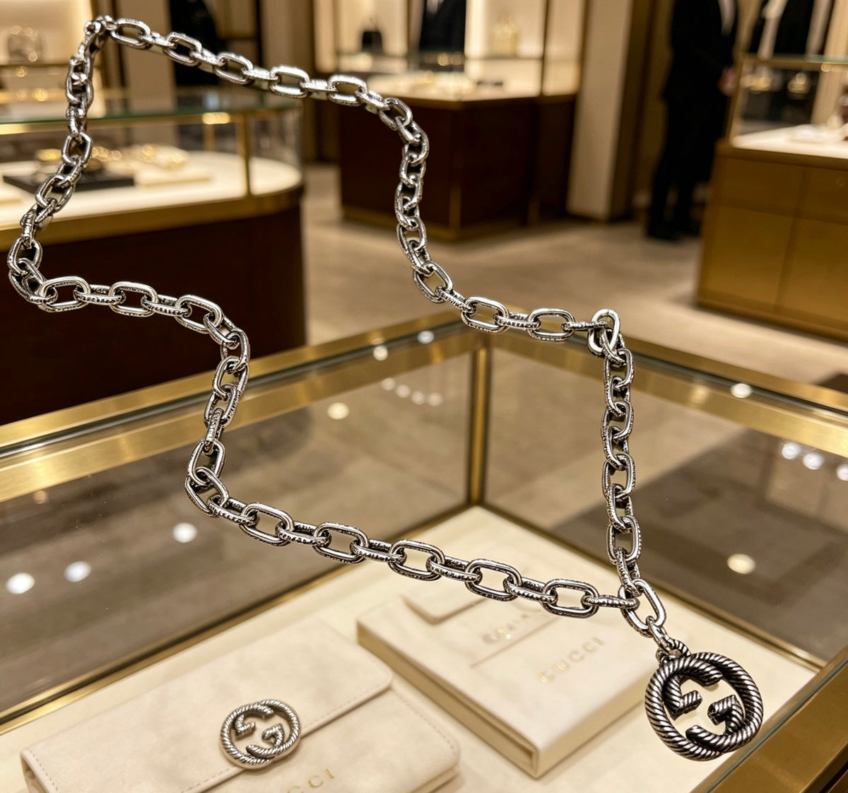 Gucci Anger Forest Interlocking G Antiqued Chain Necklace - album image 2