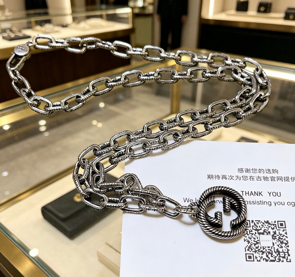 Gucci Anger Forest Interlocking G Antiqued Chain Necklace - album image 4