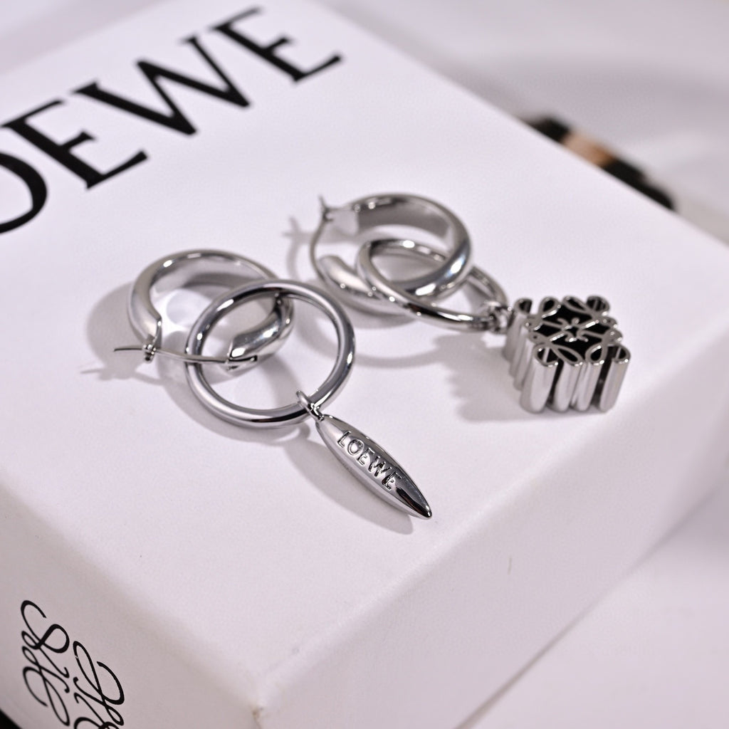 Loewe Asymmetric Silver-Tone Loop Charm Earrings - product image 3