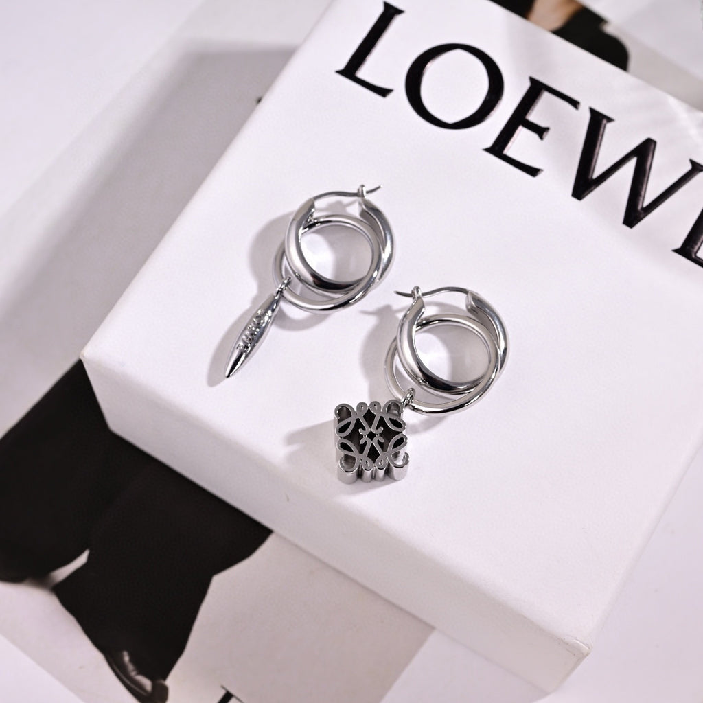 Loewe Asymmetric Silver-Tone Loop Charm Earrings - product image 5