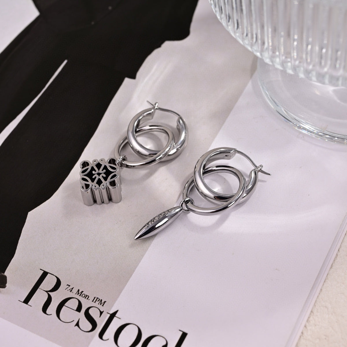 Loewe Asymmetric Silver-Tone Loop Charm Earrings - product image 2