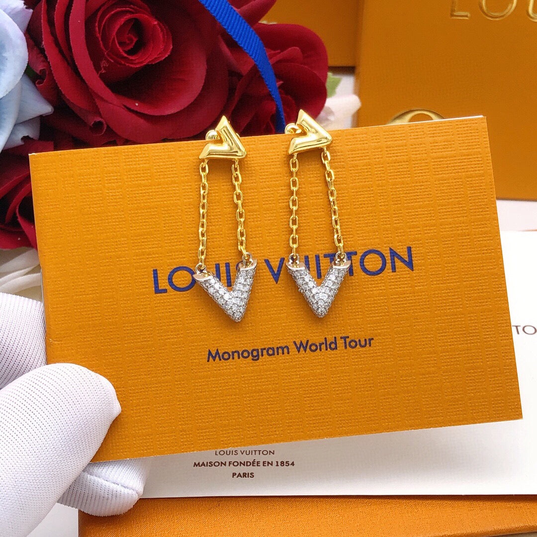 Louis Vuitton Gold-Tone Tassel Crystal Accent Earrings - album image 6