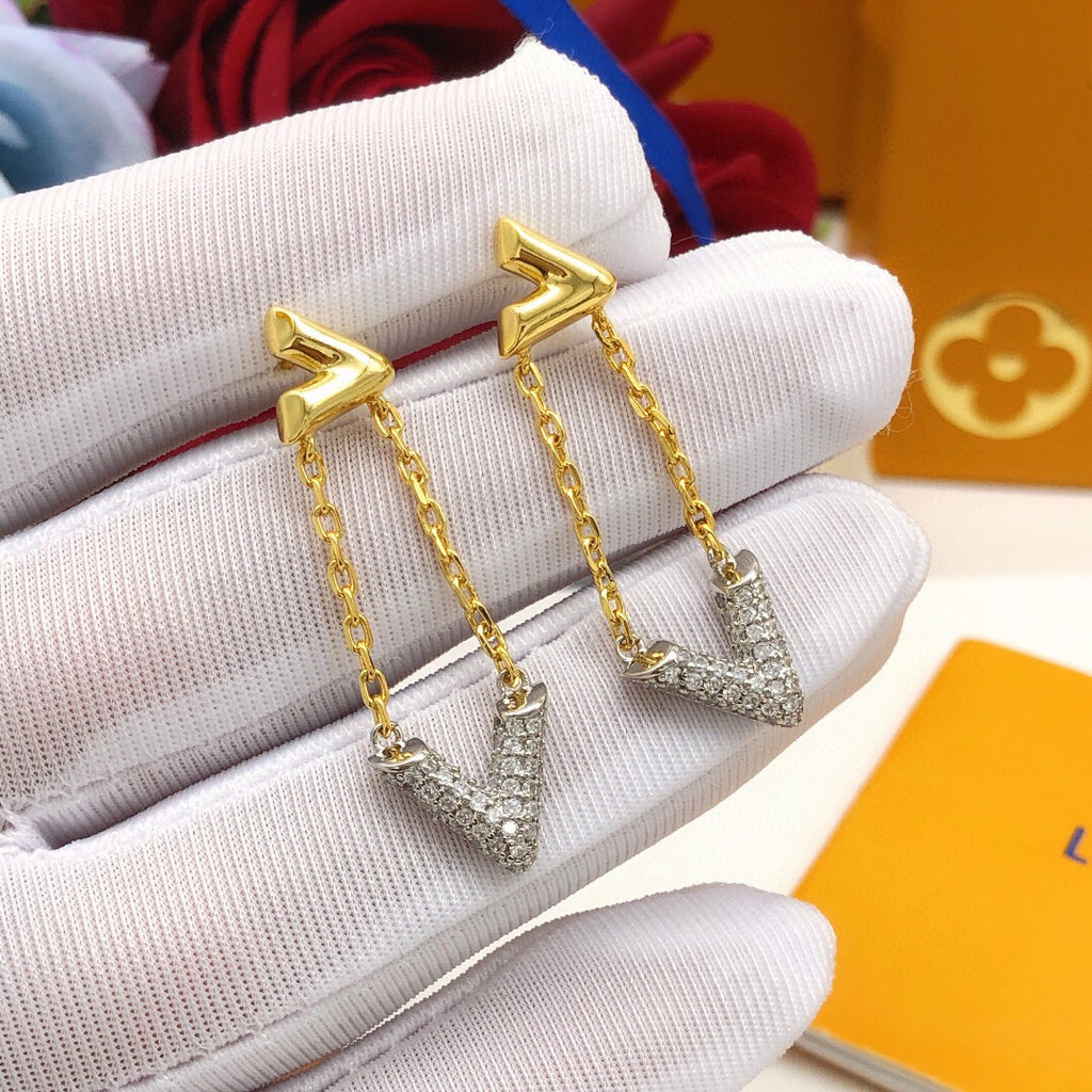 Louis Vuitton Gold-Tone Tassel Crystal Accent Earrings - album image 5