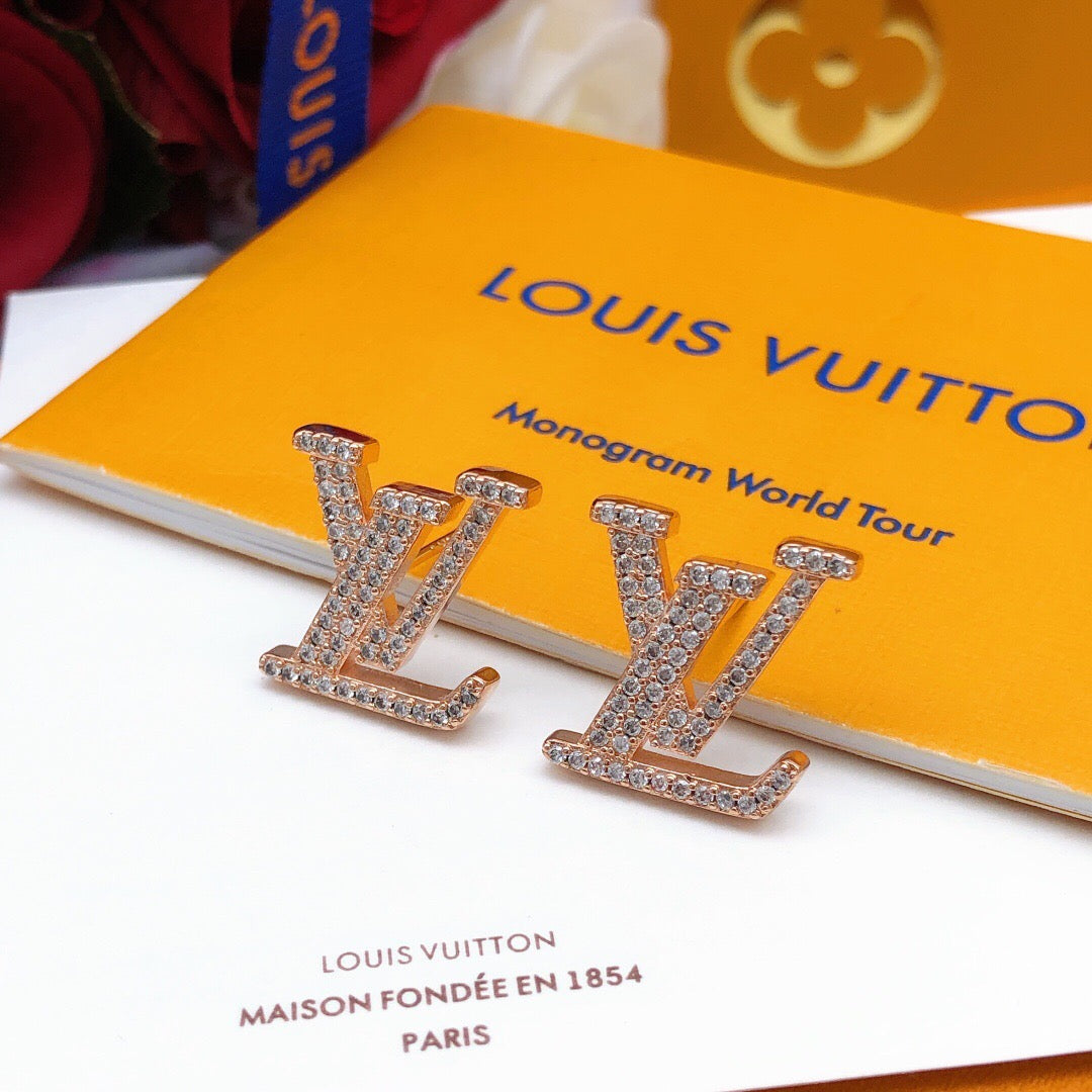 Louis Vuitton LV Letter Crystal Accent Earrings - album image 2