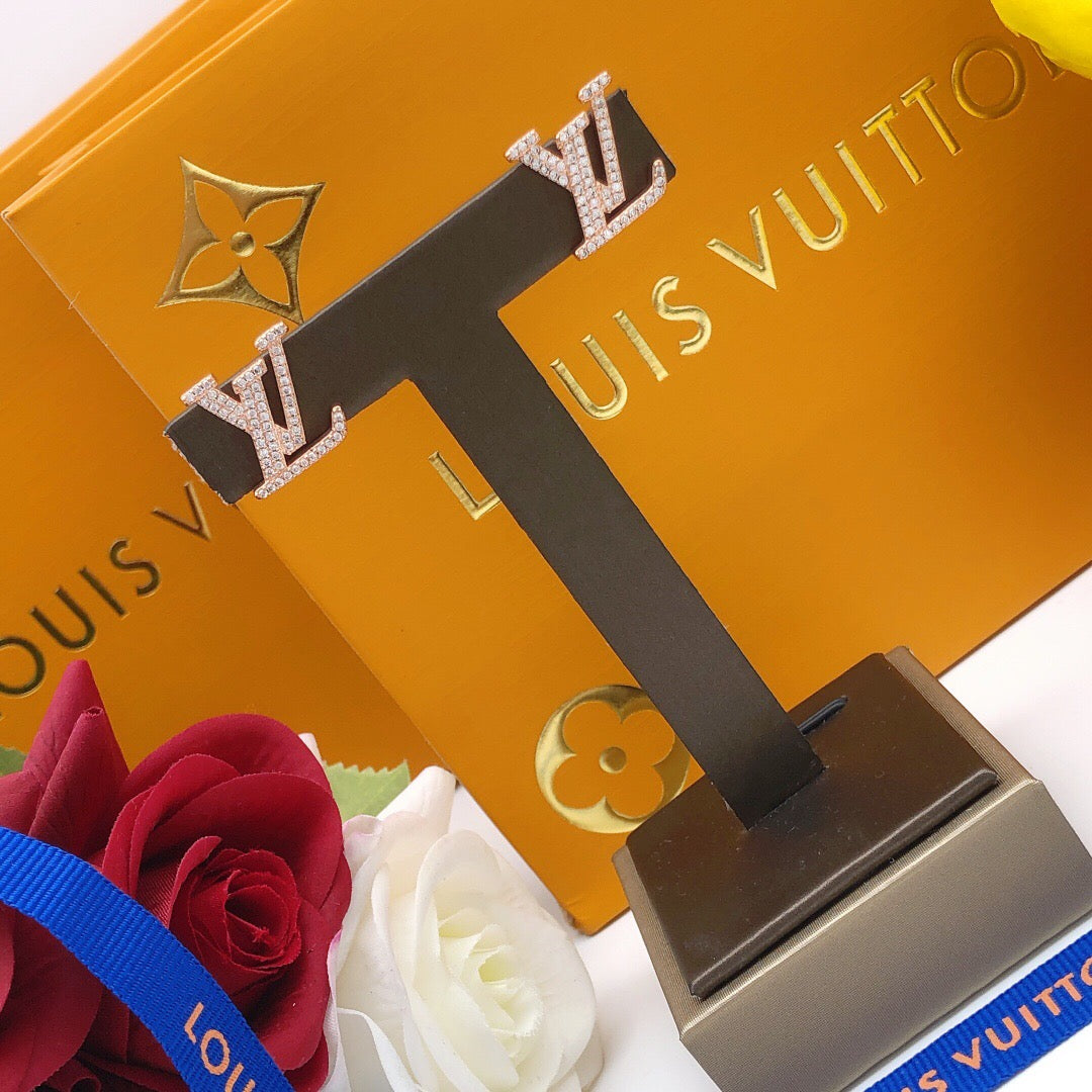 Louis Vuitton LV Letter Crystal Accent Earrings - album image 8