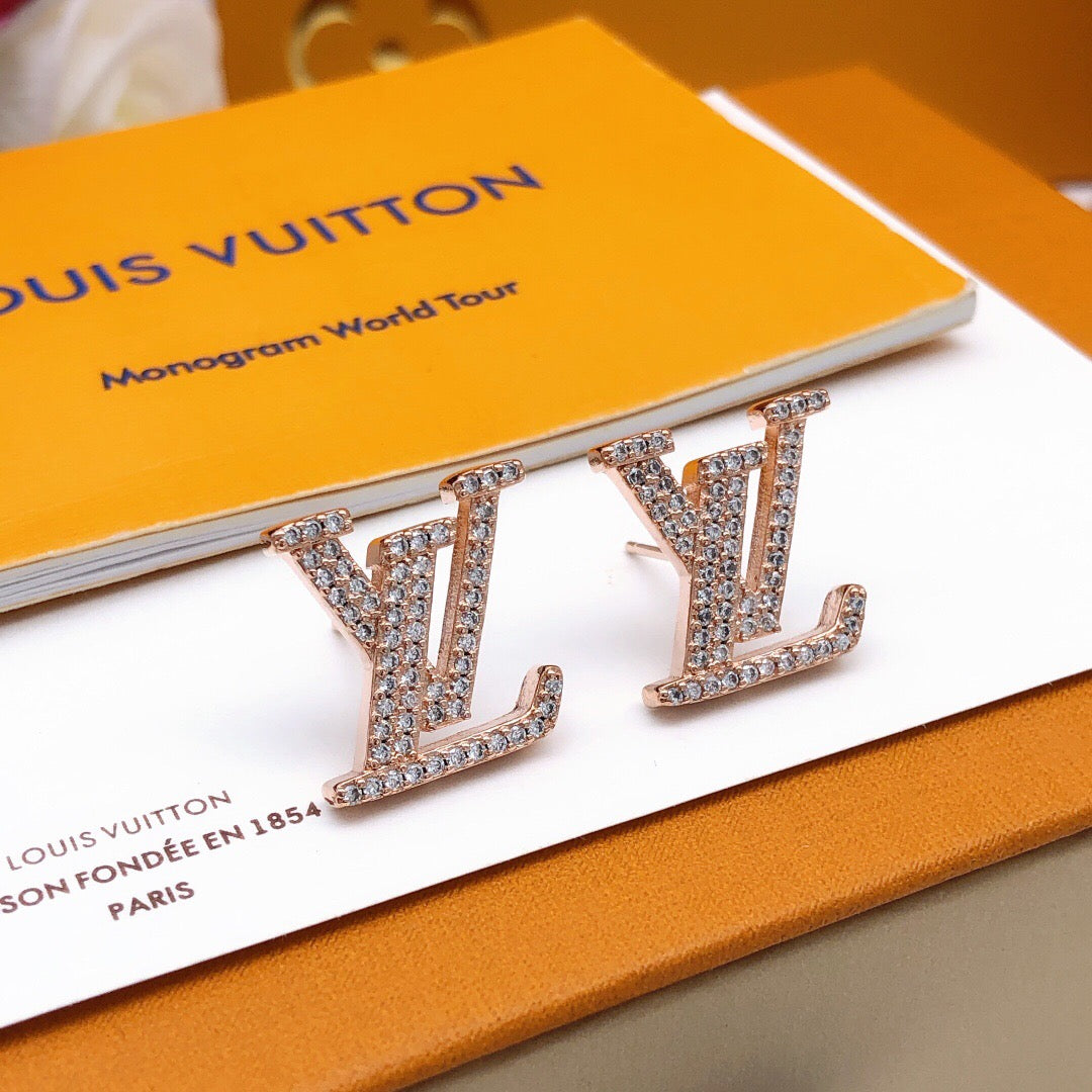 Louis Vuitton LV Letter Crystal Accent Earrings - album image 4