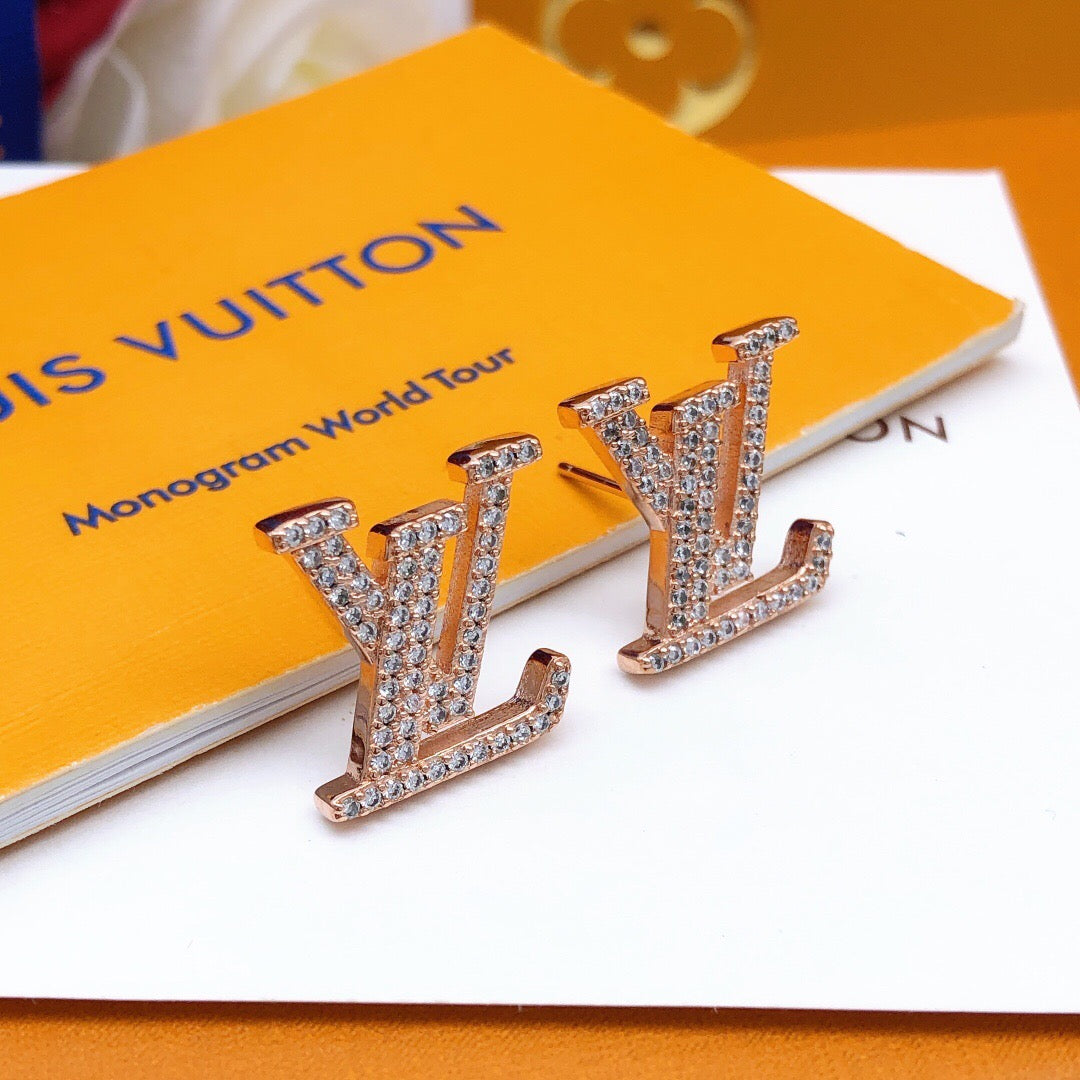 Louis Vuitton LV Letter Crystal Accent Earrings - album image 3