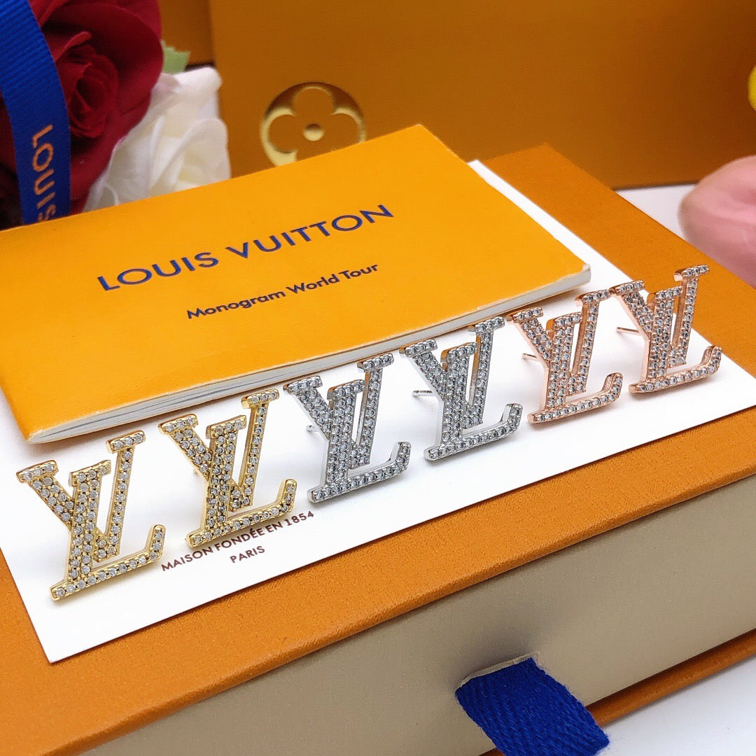 Louis Vuitton LV Letter Crystal Accent Earrings - album image 9