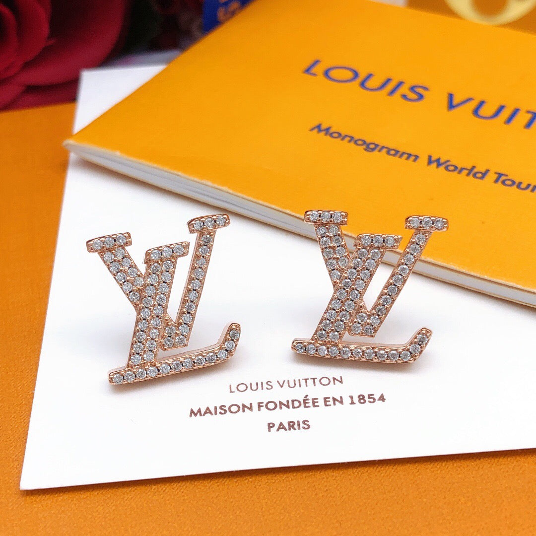 Louis Vuitton LV Letter Crystal Accent Earrings - album image 1