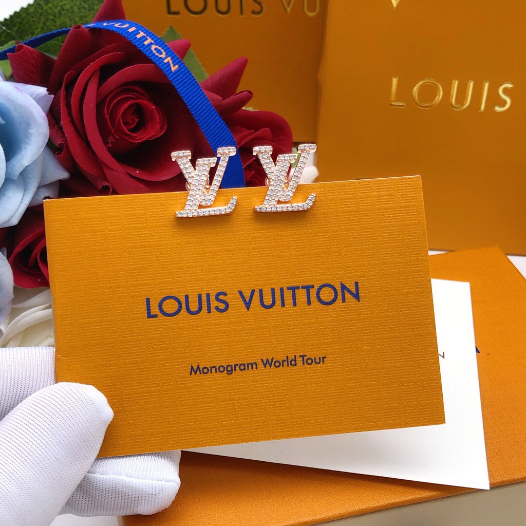 Louis Vuitton LV Letter Crystal Accent Earrings - album image 7