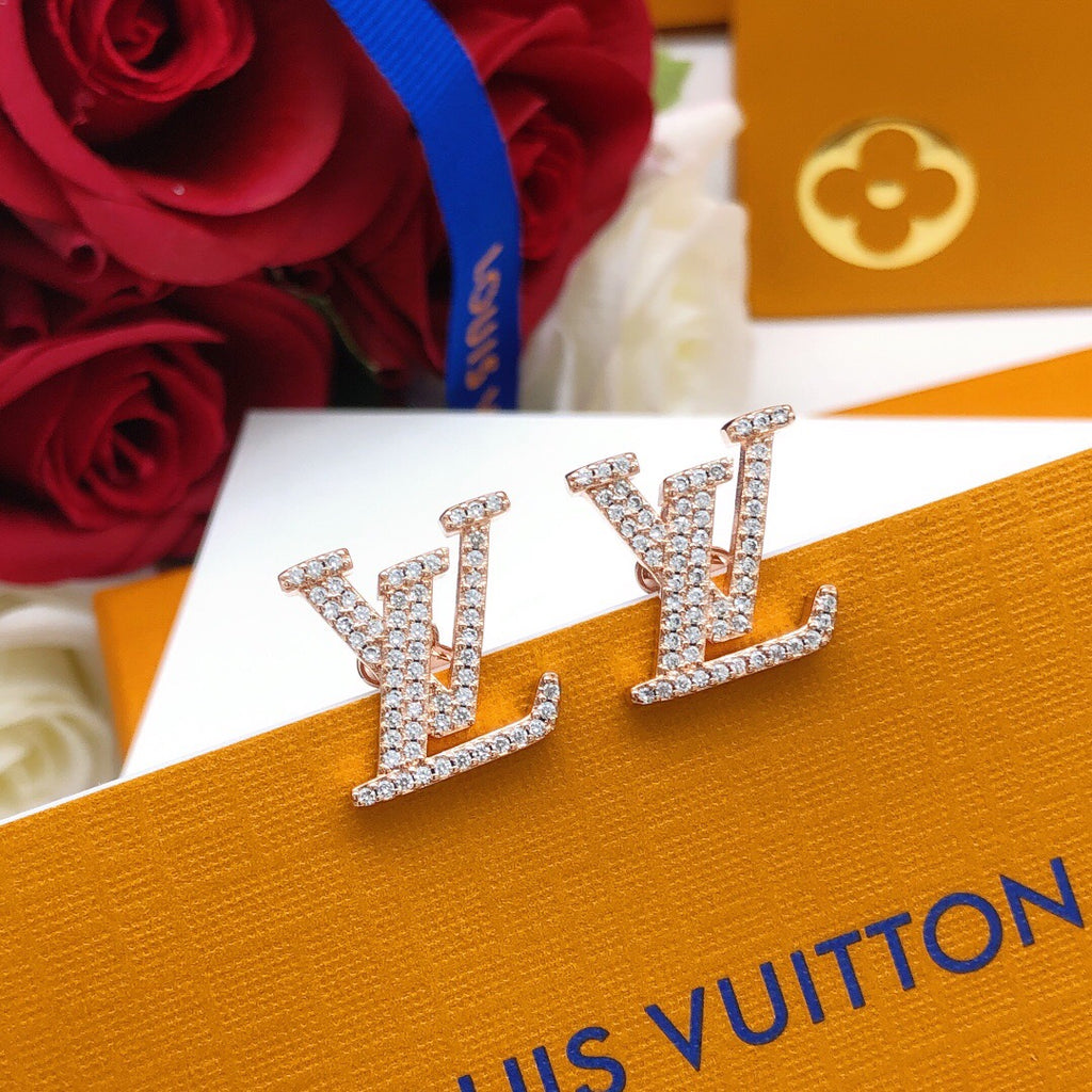 Louis Vuitton LV Letter Crystal Accent Earrings - album image 6