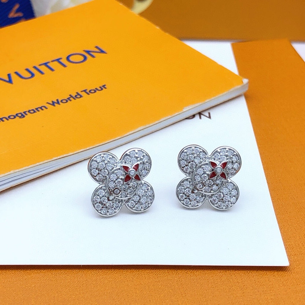 Louis Vuitton Silver-Tone Flower Crystal Accent Earrings - album image 5