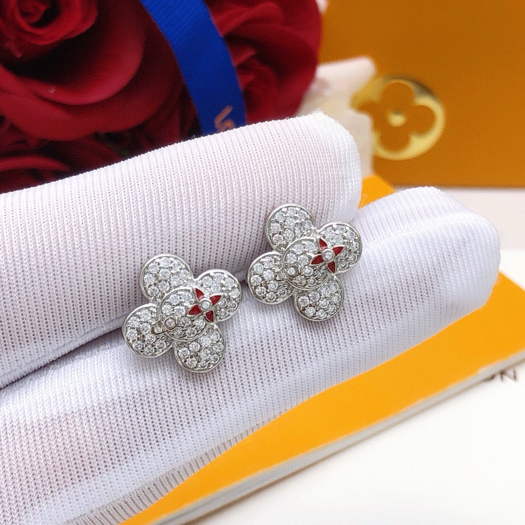 Louis Vuitton Silver-Tone Flower Crystal Accent Earrings - album image 6