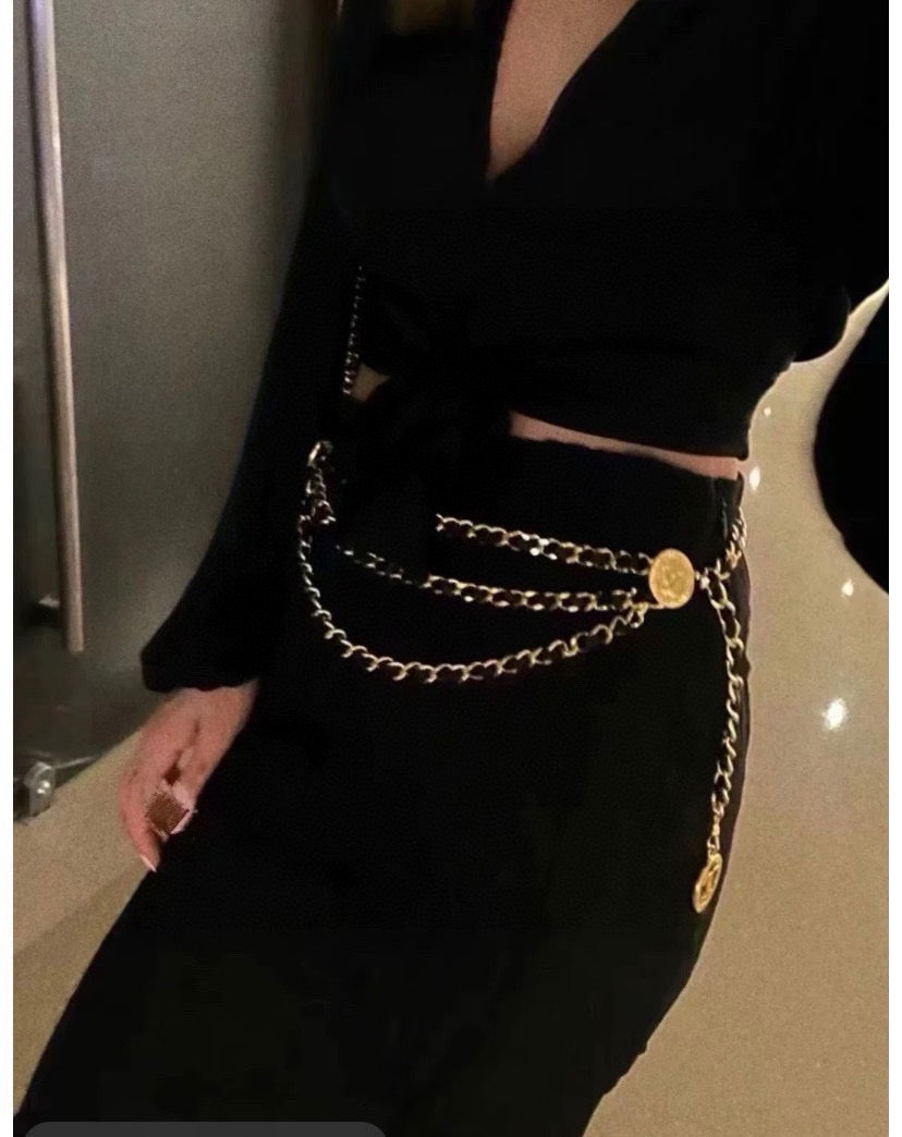 Chanel Black and Gold-Tone Layered Chain Belt - album image 1