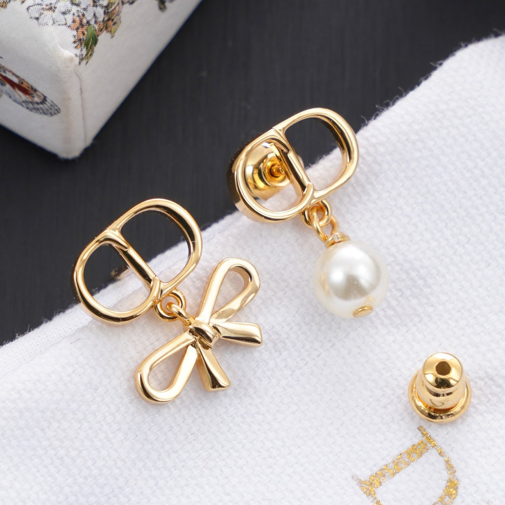 Dior Pearl-Look Ribbon Drop Earrings - product image 2