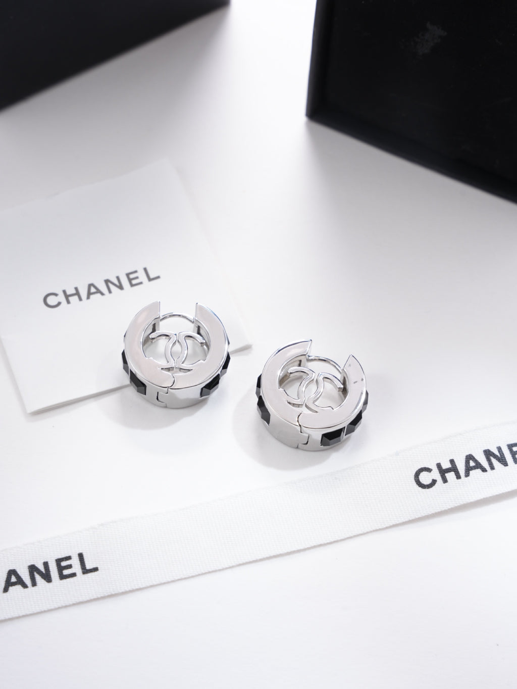 Chanel Silver-Tone Circular CC Stud Earrings - album image 2