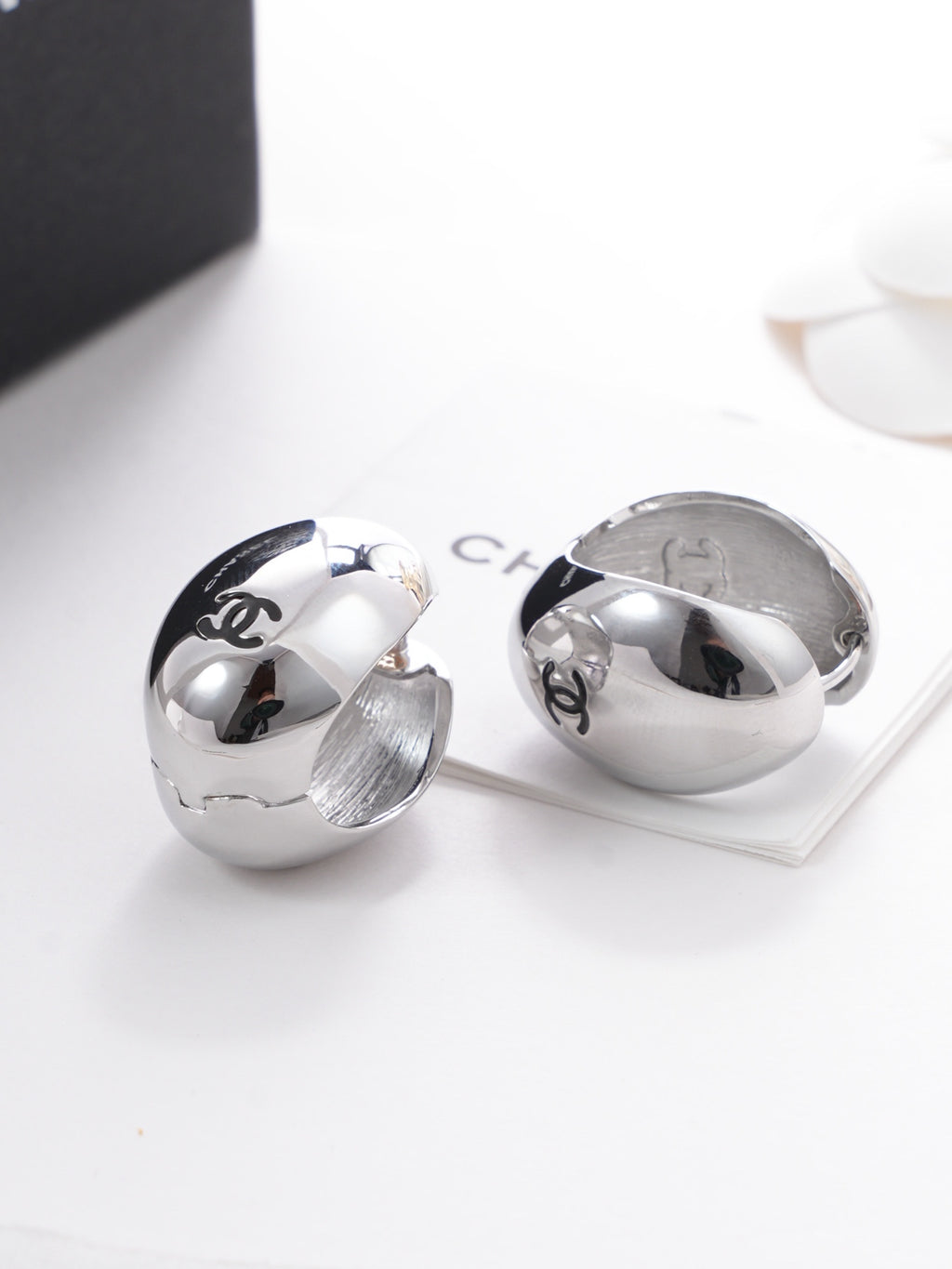 Chanel Silver-Tone Domed Stud Earrings - album image 1