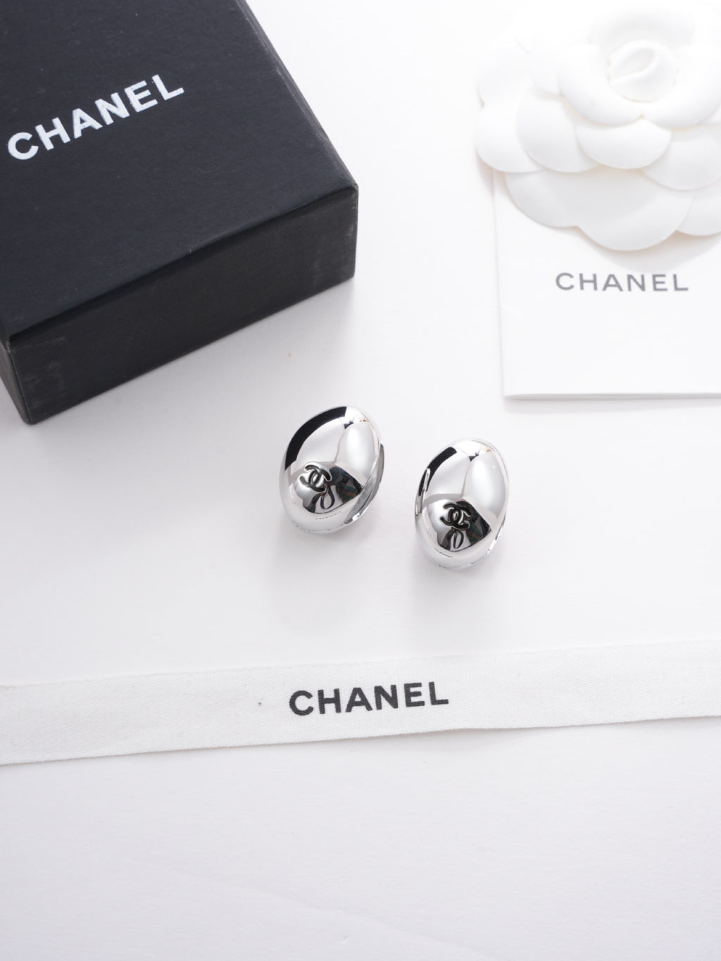 Chanel Silver-Tone Domed Stud Earrings - album image 5