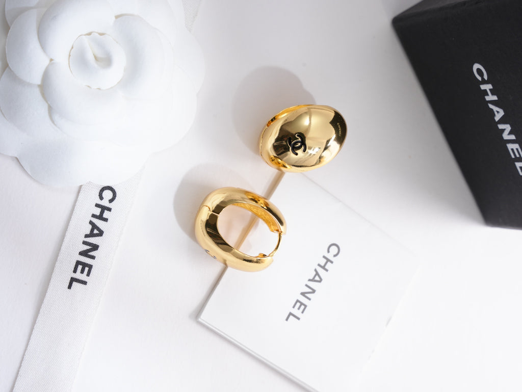 Chanel Silver-Tone Domed Stud Earrings - album image 4