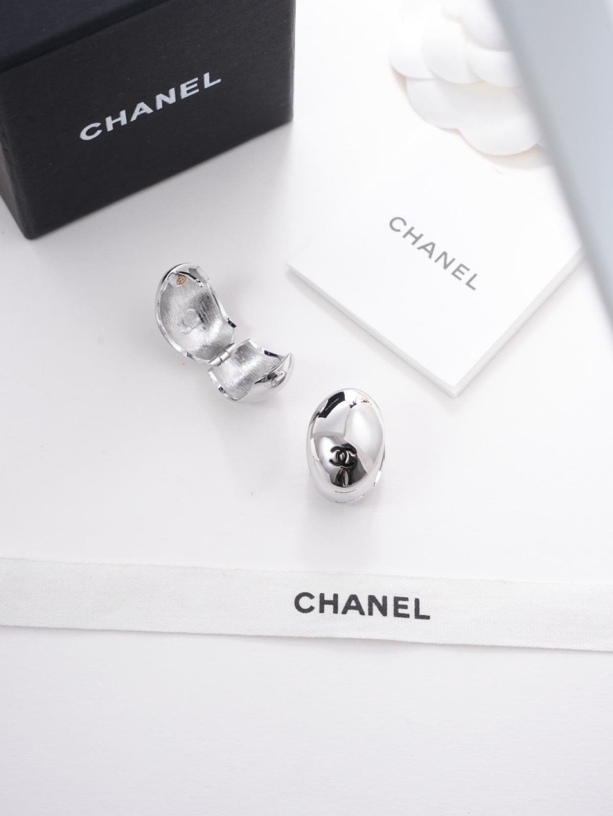 Chanel Silver-Tone Domed Stud Earrings - album image 6