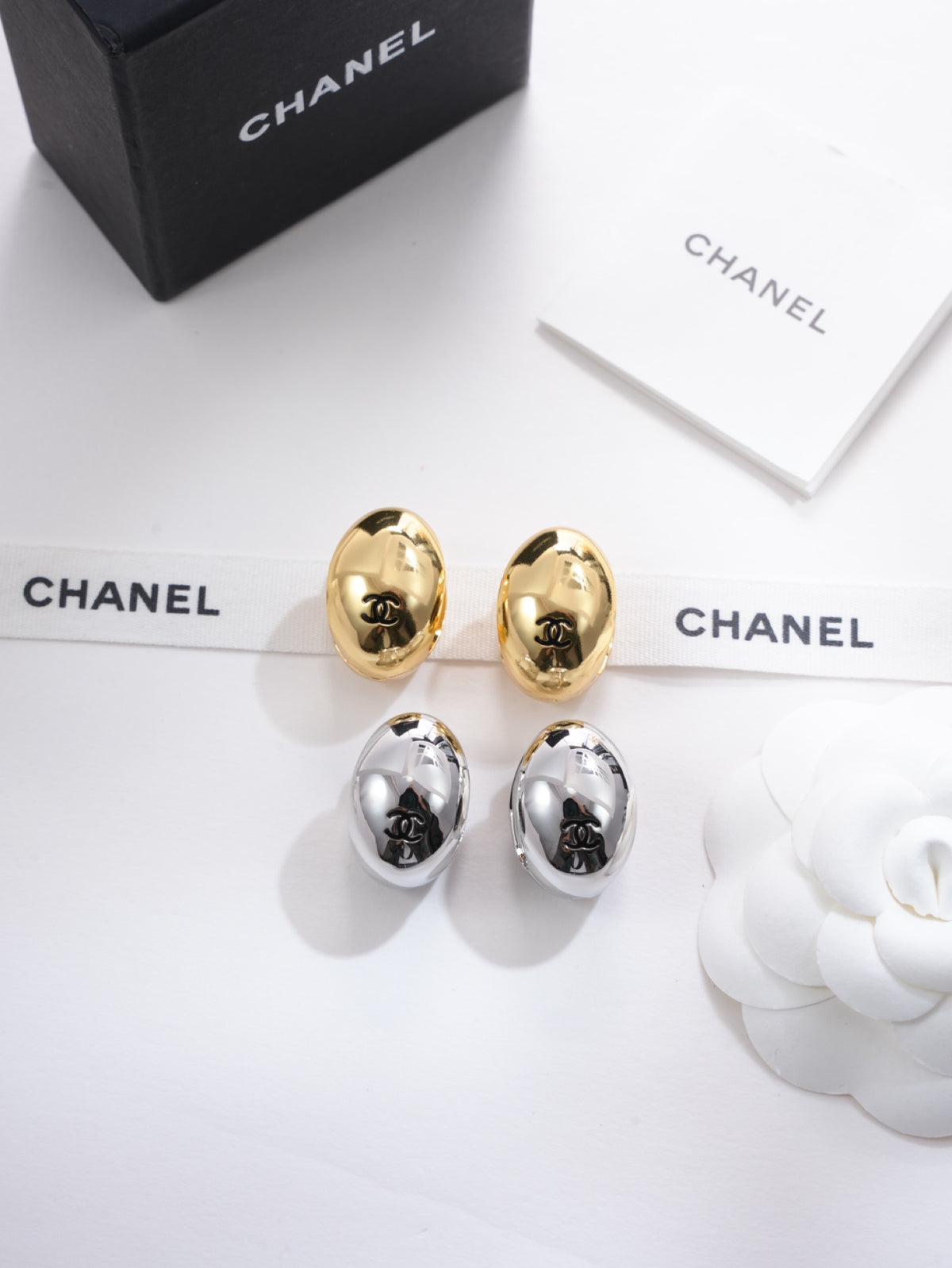 Chanel Silver-Tone Domed Stud Earrings - album image 9