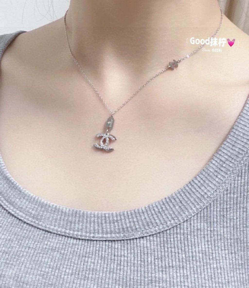 Chanel Interlocking C Two-Tone Letter Necklace - album image 3