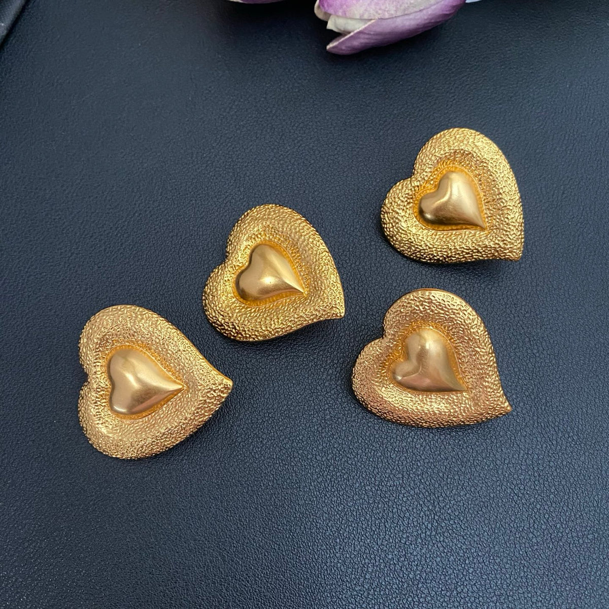 Saint Laurent Gold-Tone Textured Heart Earrings - album image 6