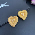 Saint Laurent Gold-Tone Textured Heart Earrings - album image 1