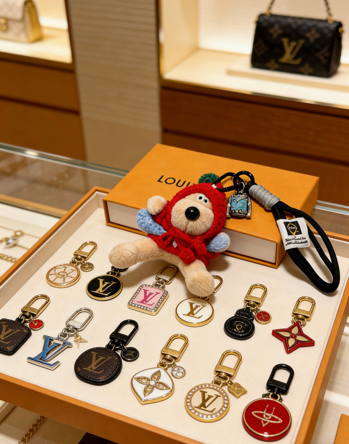 Louis Vuitton Red Hooded Plush Character Keychain - album image 5