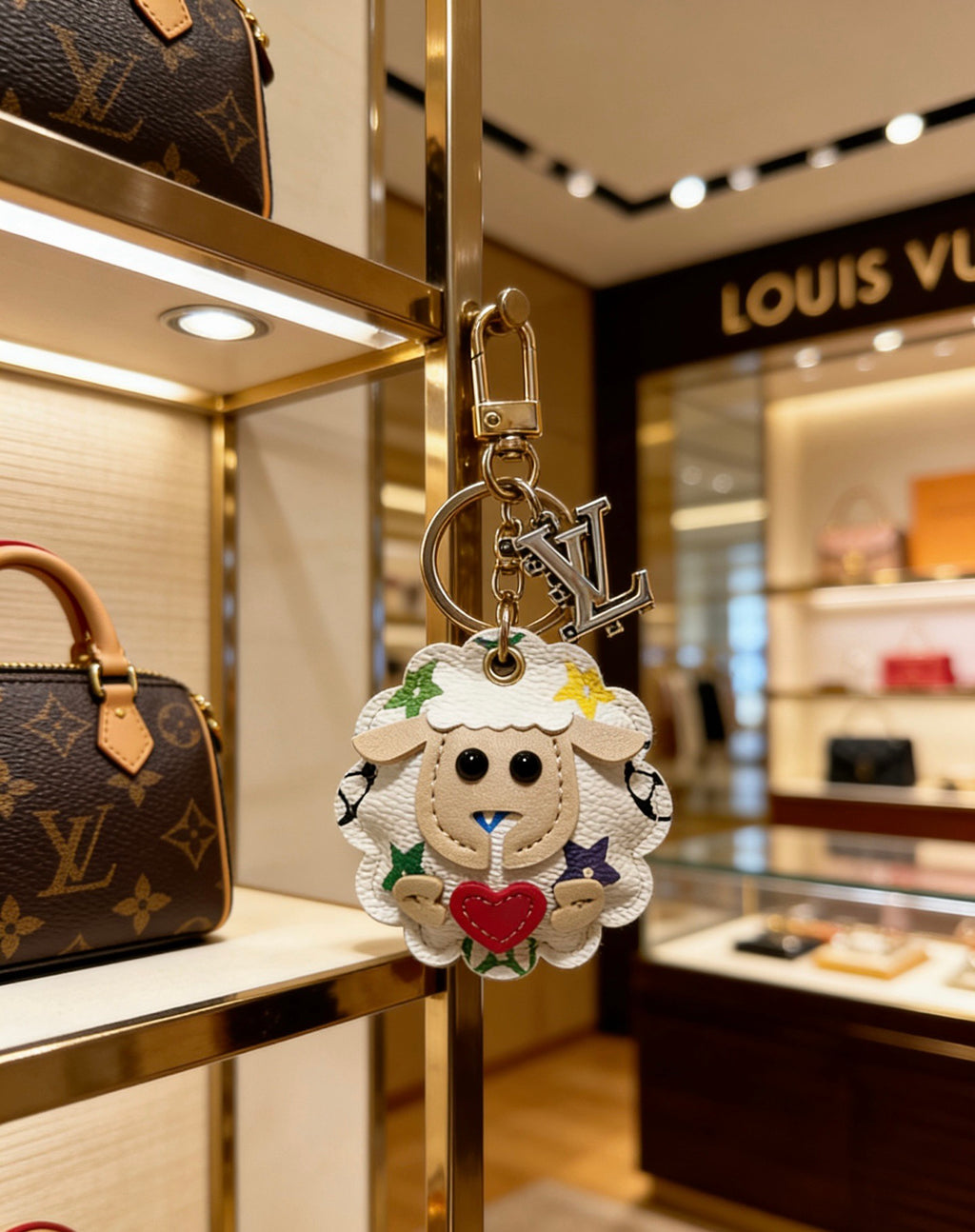 Louis Vuitton White Character Keychain with Floral Details - album image 4