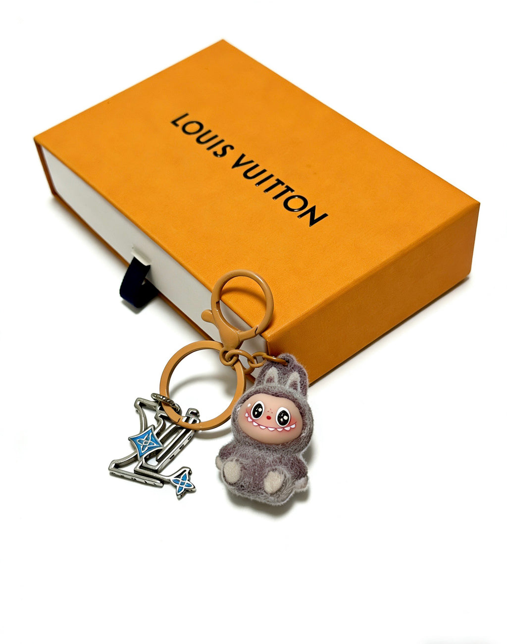 Louis Vuitton Gray Character Keychain with Ring and Flower Charm - album image 3