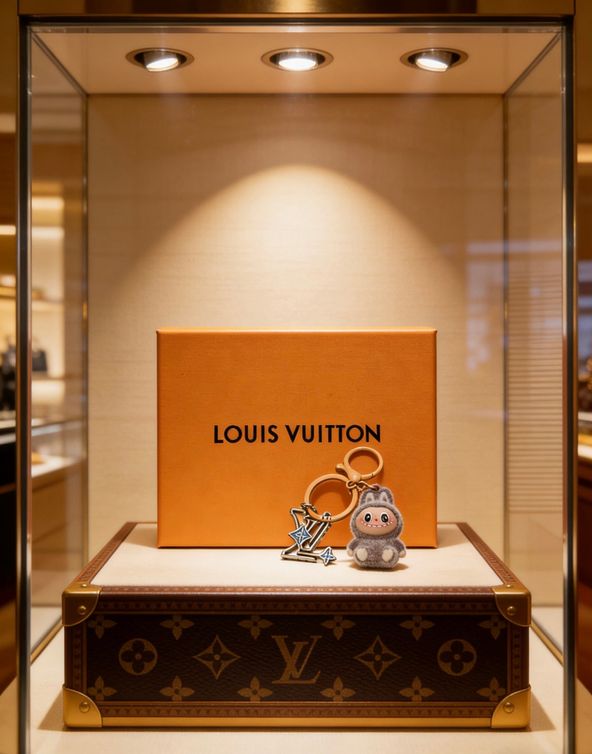 Louis Vuitton Gray Character Keychain with Ring and Flower Charm - album image 4
