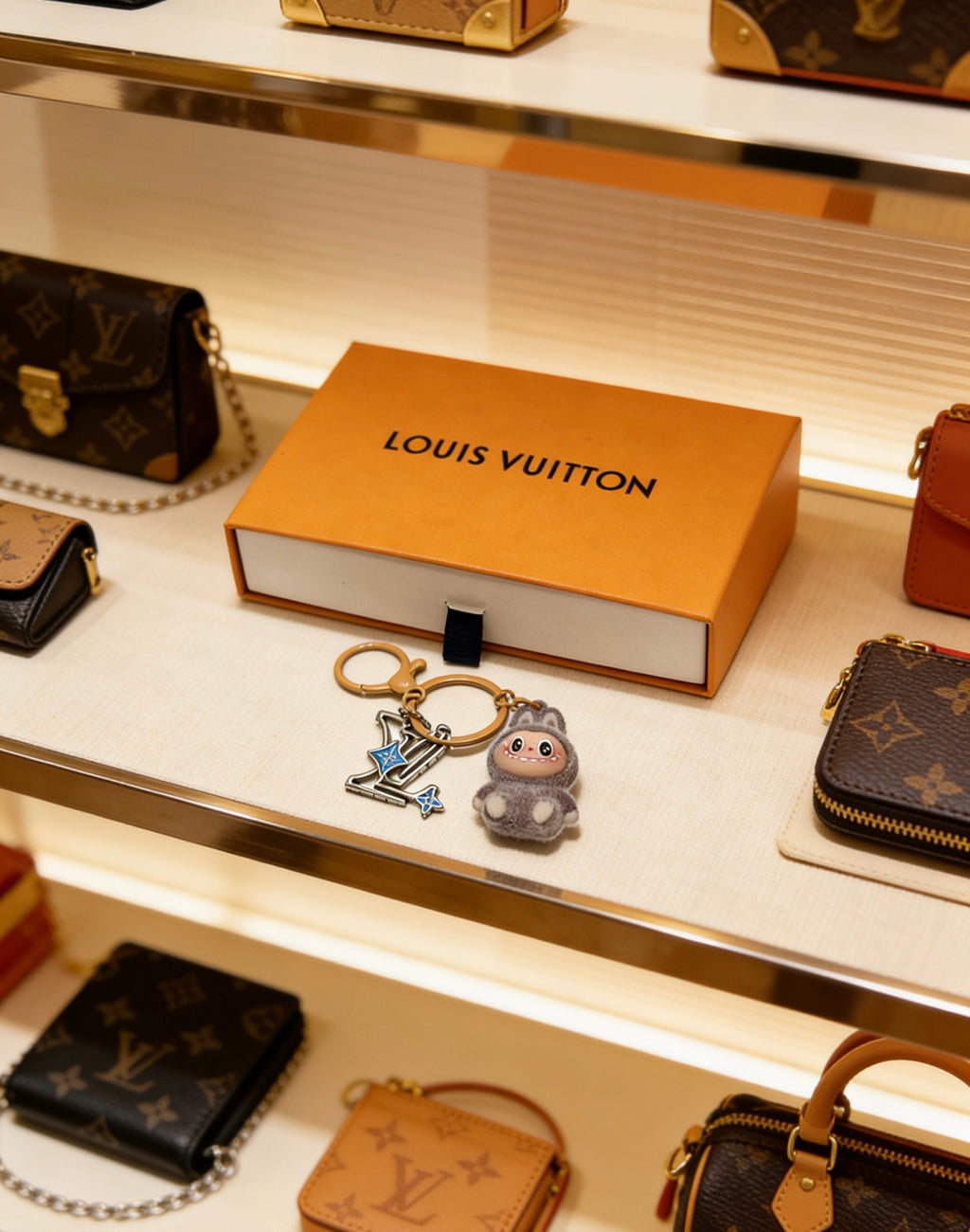 Louis Vuitton Gray Character Keychain with Ring and Flower Charm - album image 5