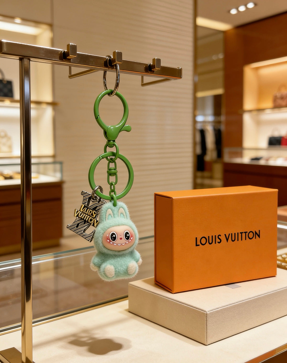 Louis Vuitton Green Character Keychain with Ring and Star Charm - album image 5