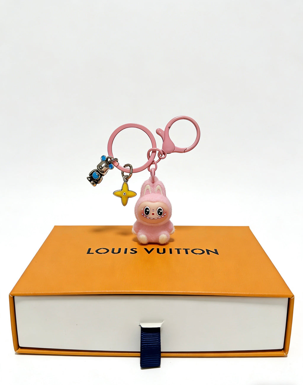 Louis Vuitton Pink Character Keychain with Ring and Flower Charm - album image 3