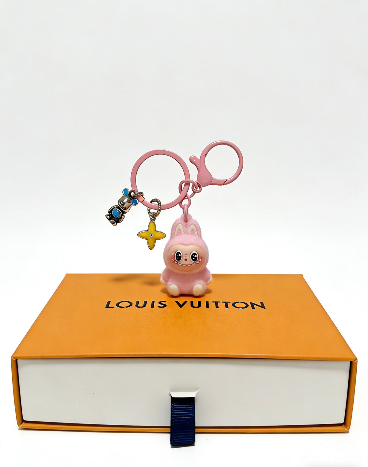 Louis Vuitton Pink Character Keychain with Ring and Flower Charm - album image 3