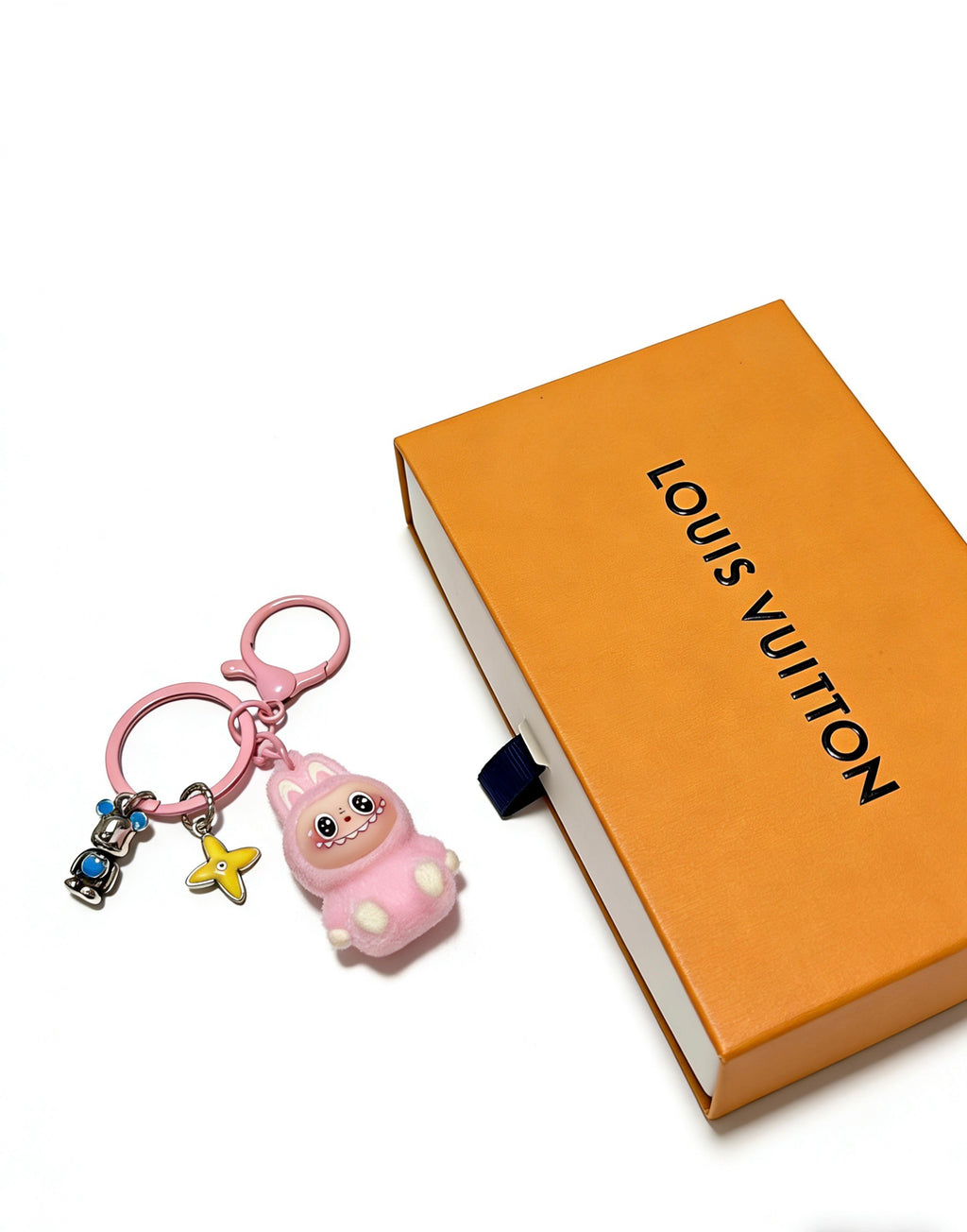 Louis Vuitton Pink Character Keychain with Ring and Flower Charm - album image 2