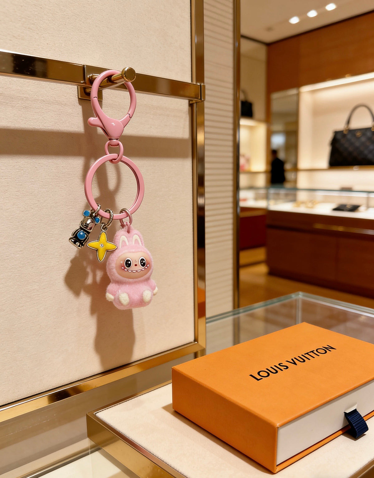 Louis Vuitton Pink Character Keychain with Ring and Flower Charm - album image 5