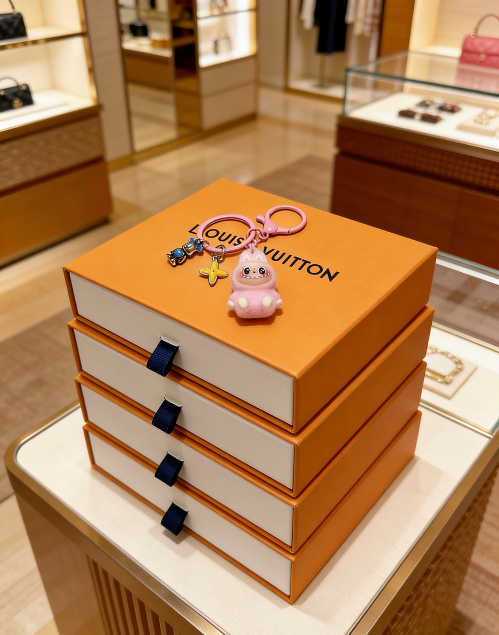 Louis Vuitton Pink Character Keychain with Ring and Flower Charm - album image 6