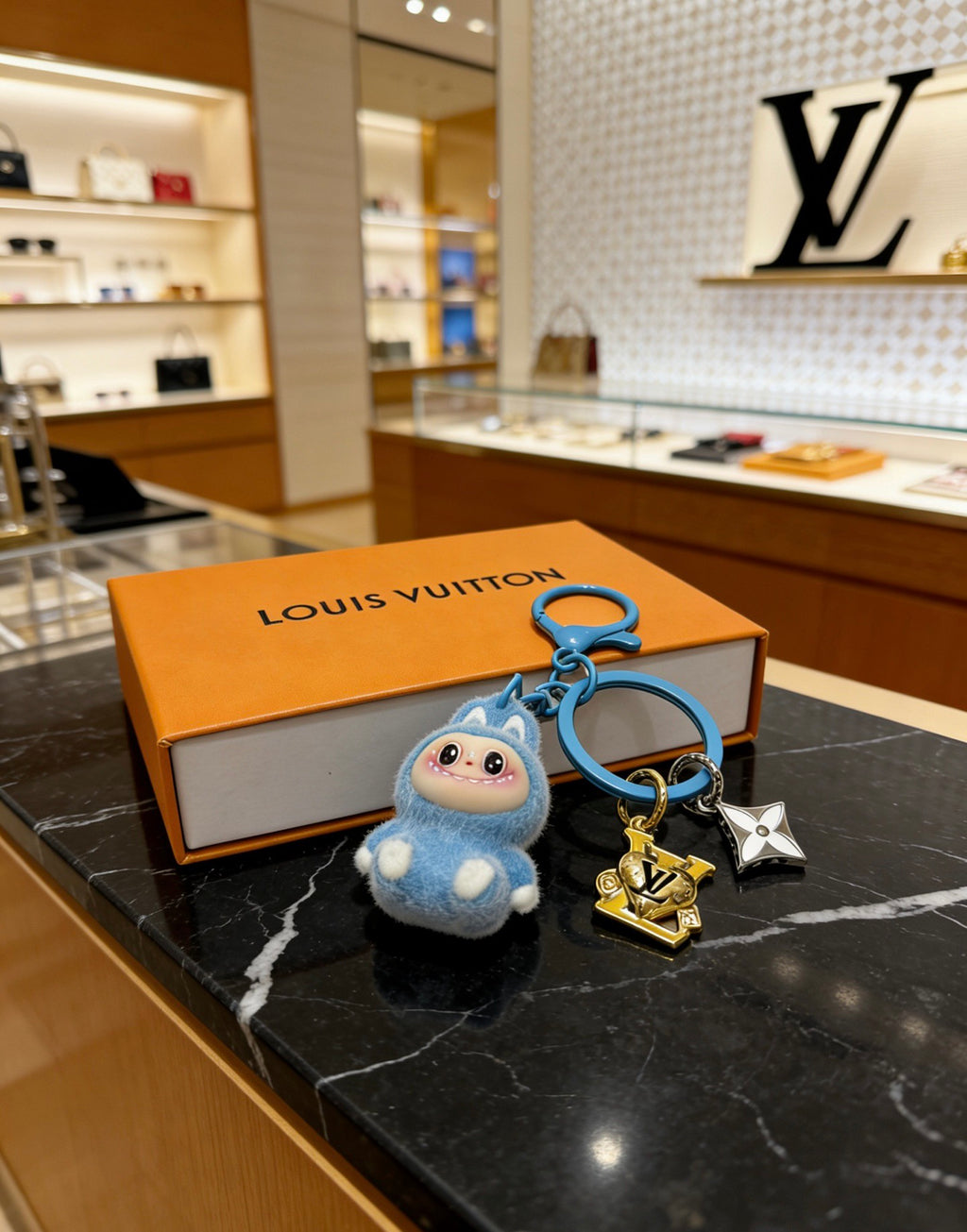Louis Vuitton Blue Character Keychain with Ring and Star Charm - album image 4