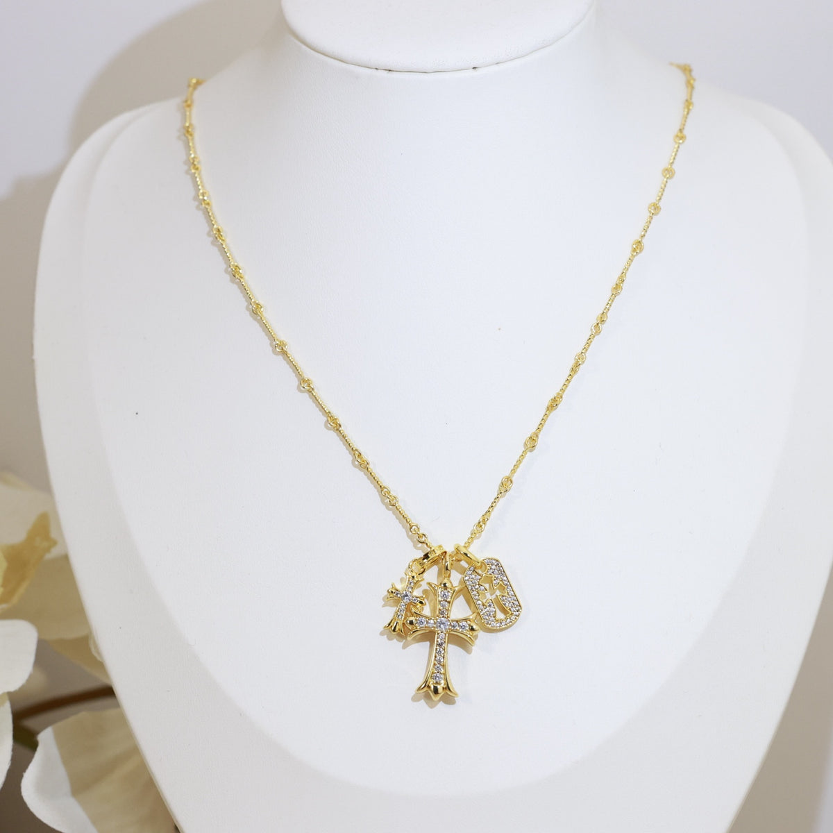Chrome Hearts Gold-Tone Layered Cross Charm Necklace - album image 7