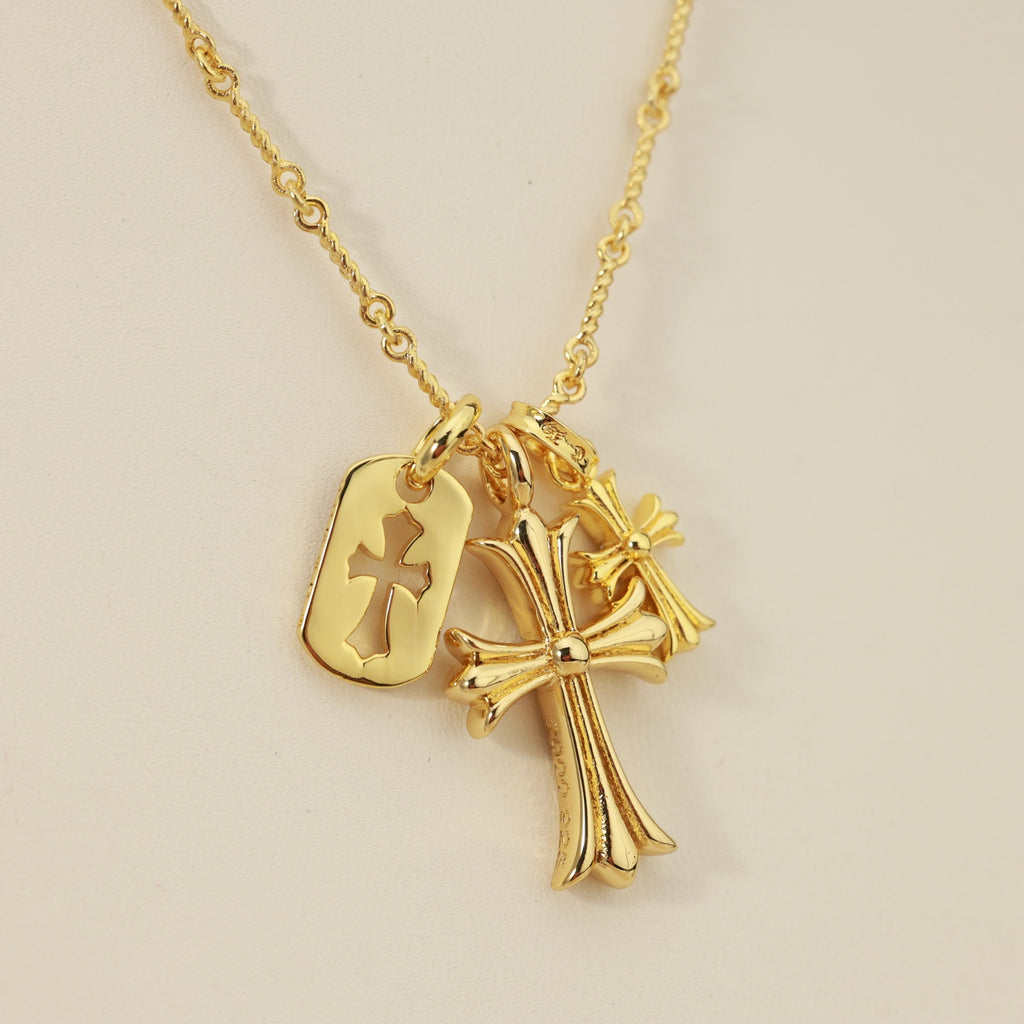 Chrome Hearts Gold-Tone Layered Cross Charm Necklace - album image 9