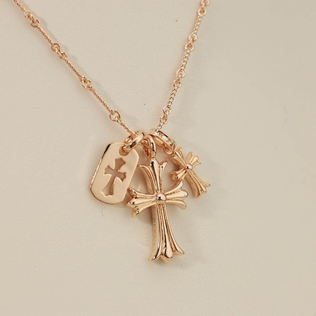 Chrome Hearts Gold-Tone Layered Cross Charm Necklace - album image 8