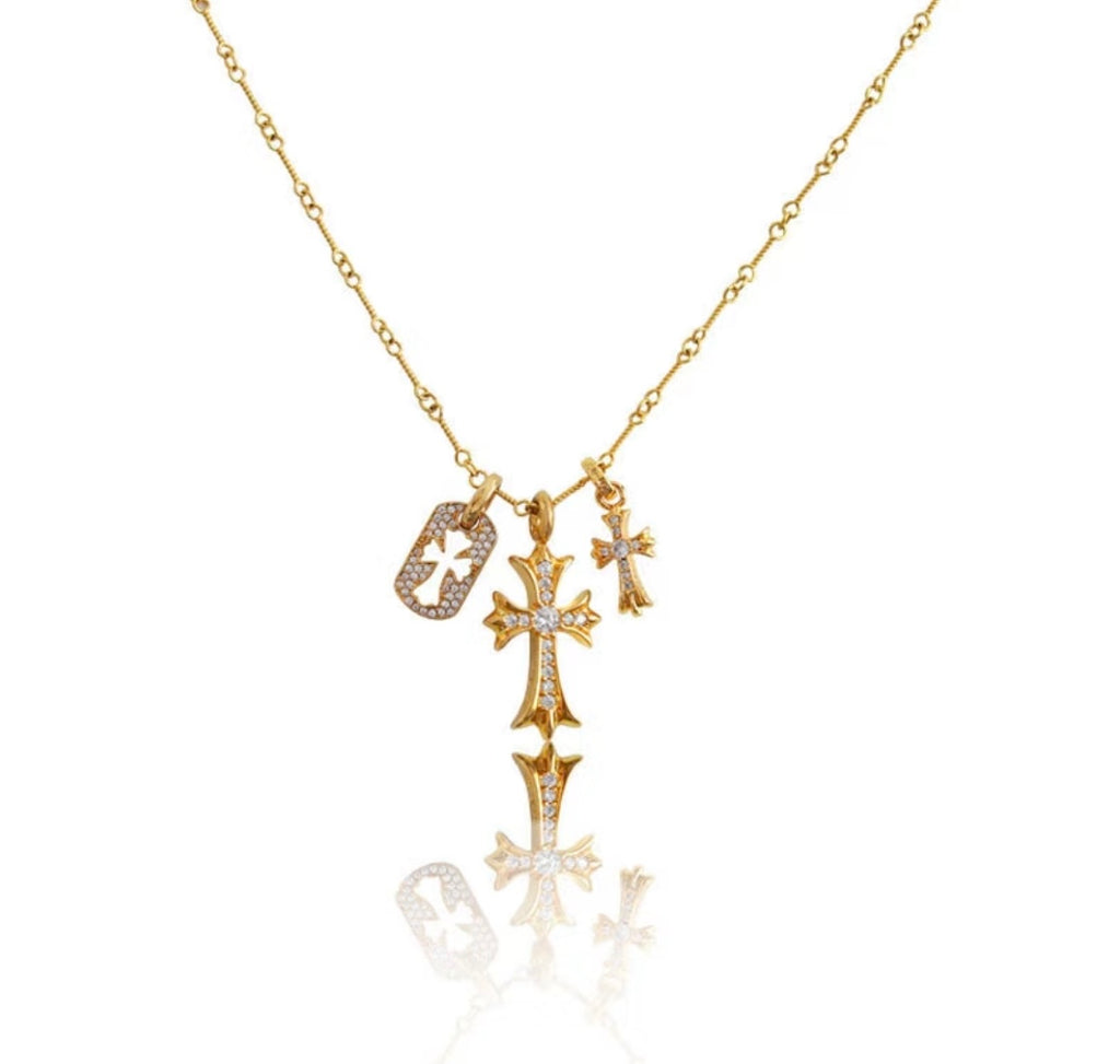 Chrome Hearts Gold-Tone Layered Cross Charm Necklace - album image 1